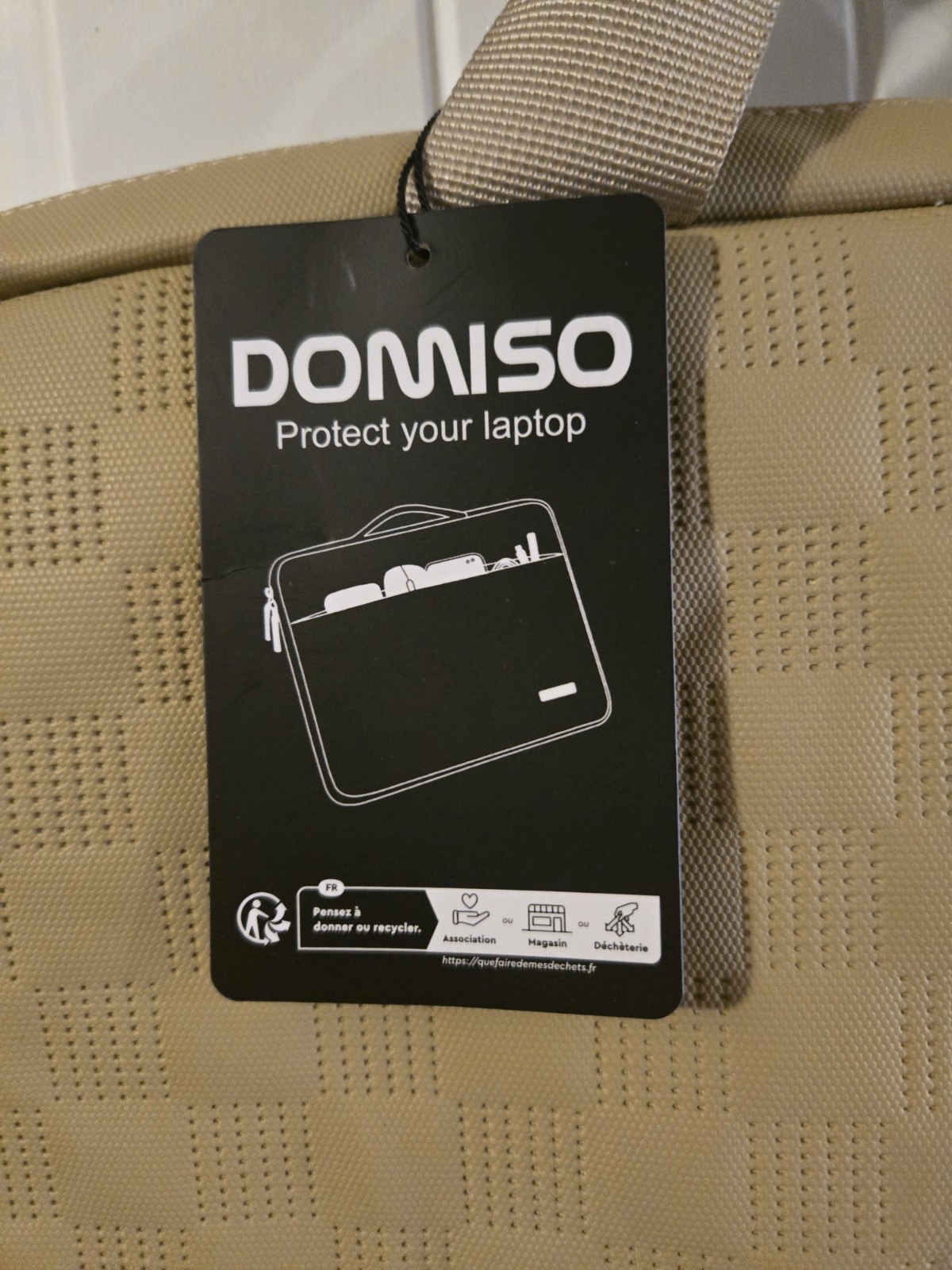 DOMISO Beige Checkered Laptop Briefcase Protective Bag Case for Laptops