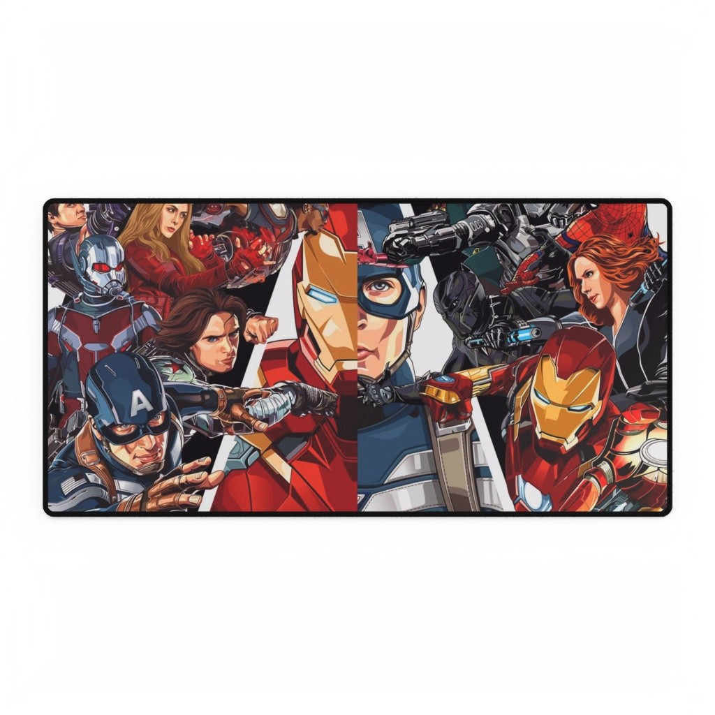 Captain America Vs Iron Man Civil War Split Art Mouse Pad Desk Mats Marvel Comic