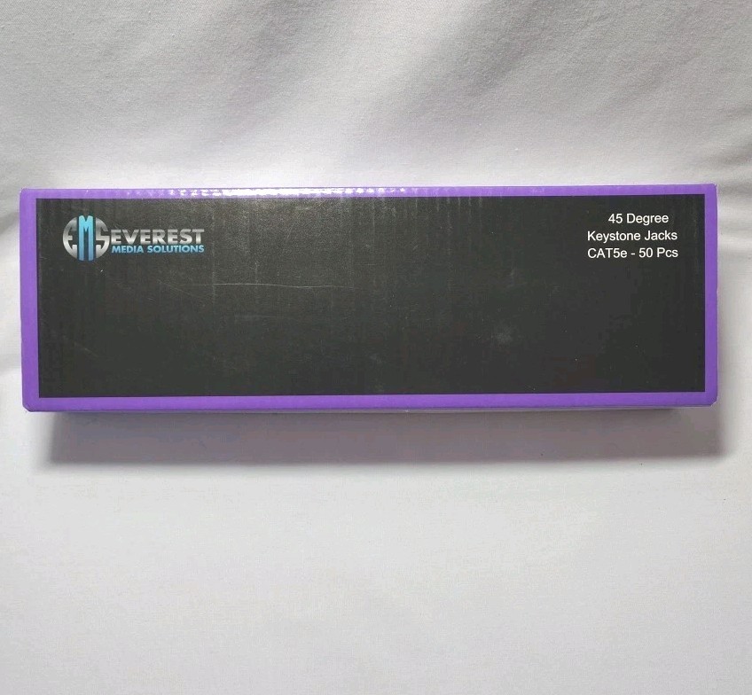 Everest 45° Angled RJ45 Cat5e PURPLE Keystone Jacks 50-Pack  Slim Profile Female