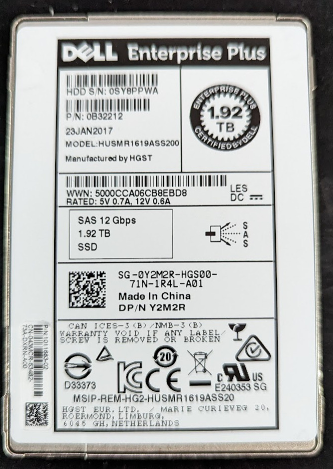 Dell Enterprise Plus HGST 1.92TB SAS 12G SSD Solid State Drive MLC
