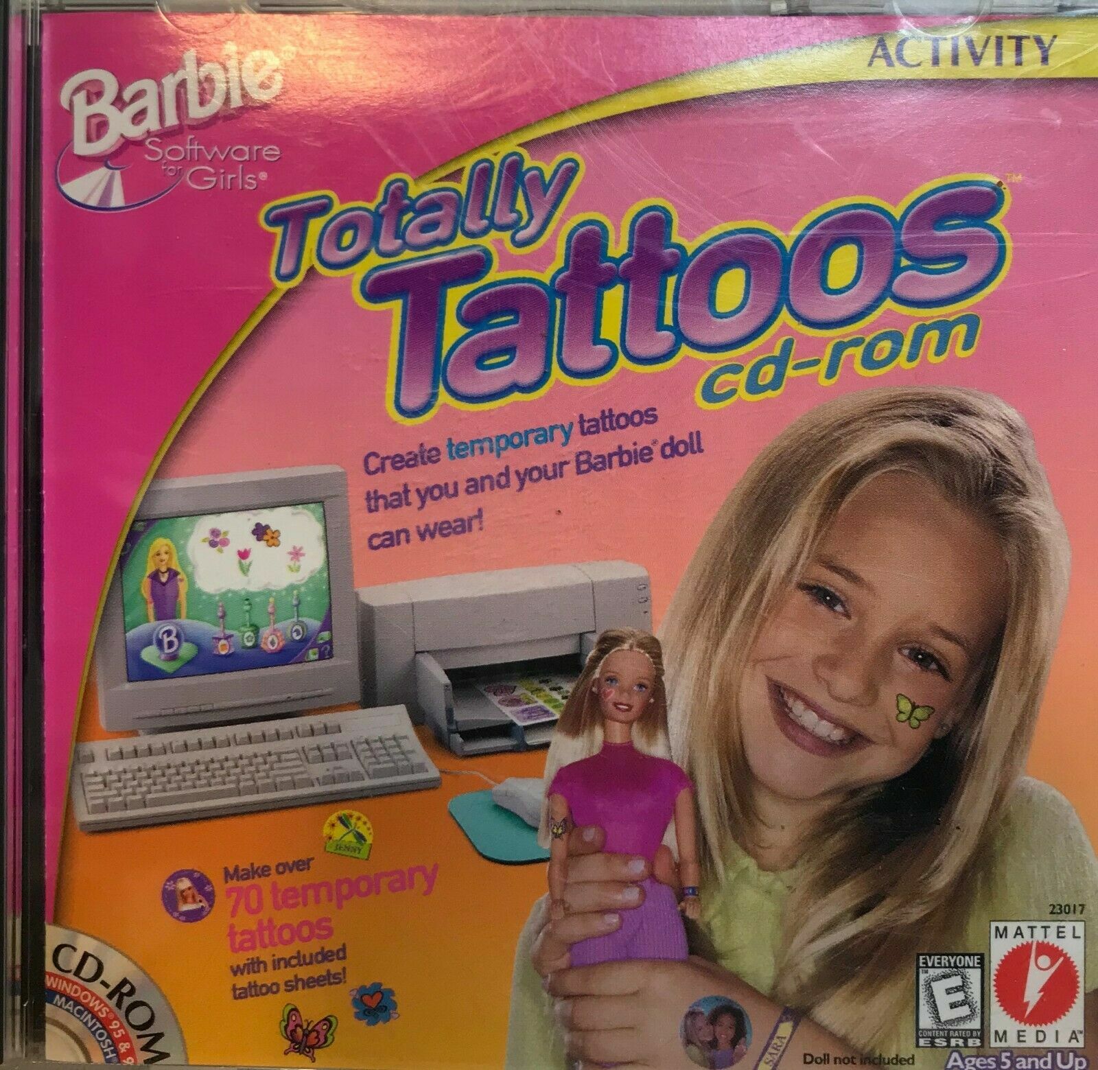 Barbie Totally Tattoos (CD-Rom Windows 95 / 98/  MAC Mattel Media) *Very Good*