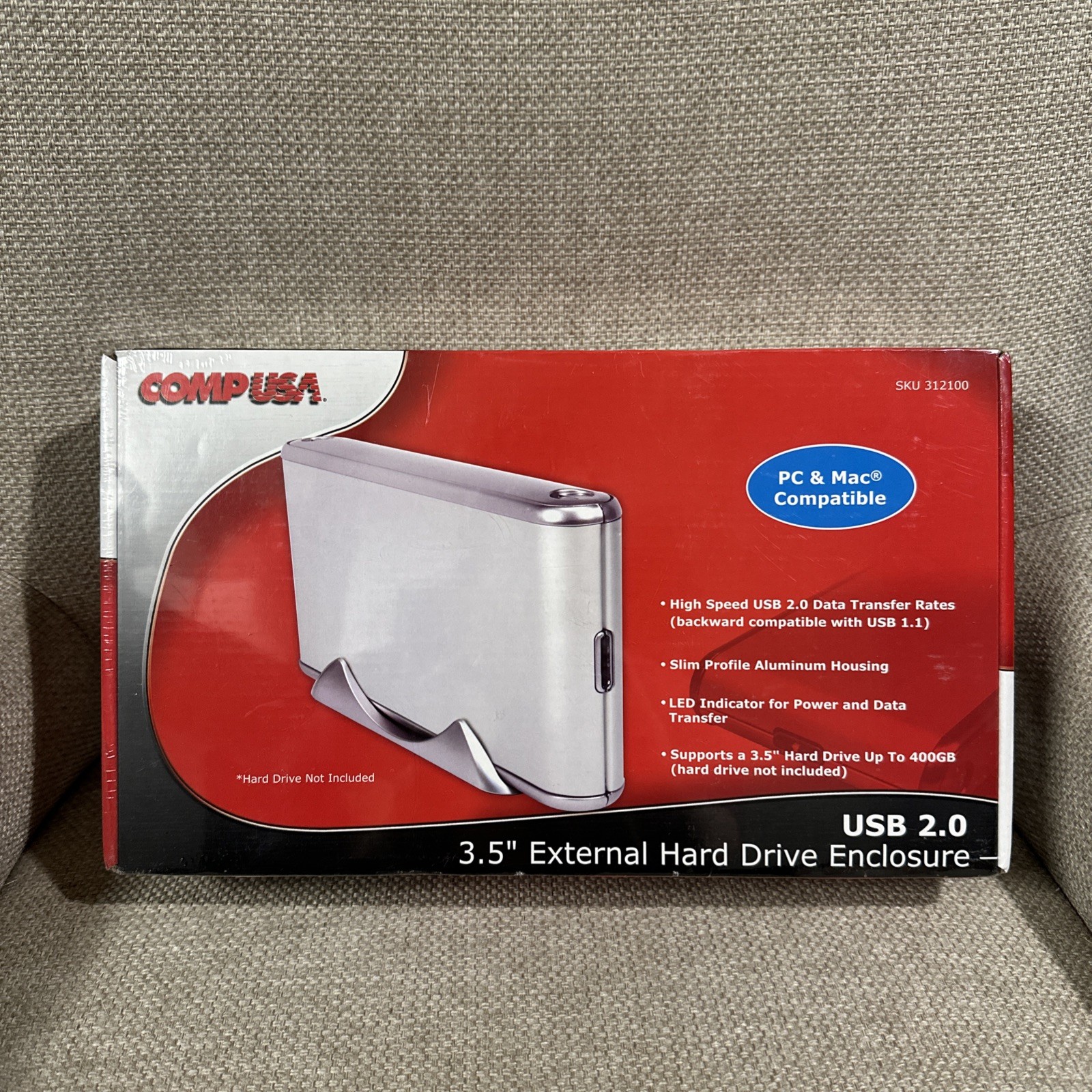 CompUSA Vintage 3.5" External Hard Drive Enclosure USB 2.0 Cable & Power Adapter