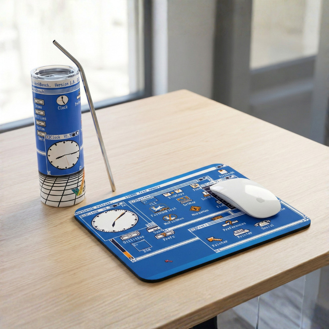 Retro Amiga Workbench Bundle | 20oz Tumbler + Mouse Pad | Save When Buying Both