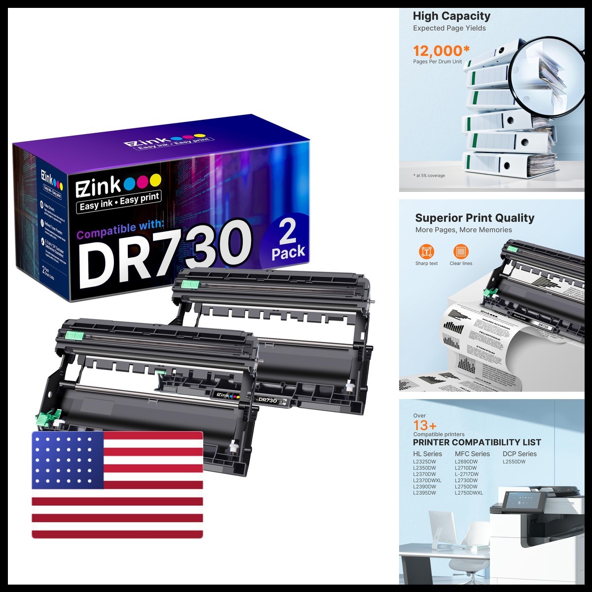 E-Z Ink DR-730 Compatible Replacement Drum Unit for Brother