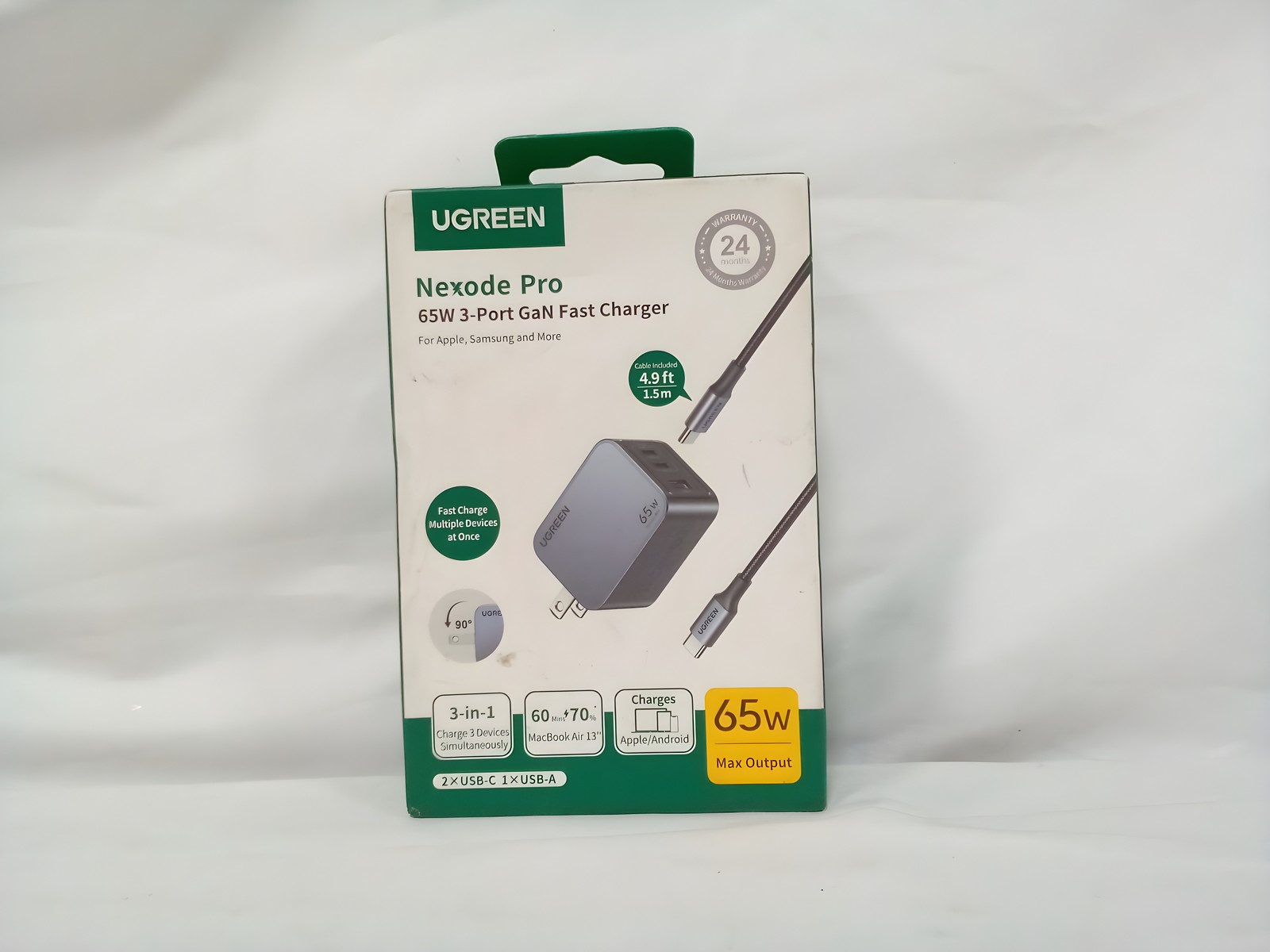 UGREEN Nexode Pro 65W 3-Port USB-C/USB-A GaN Fast Wall Charger