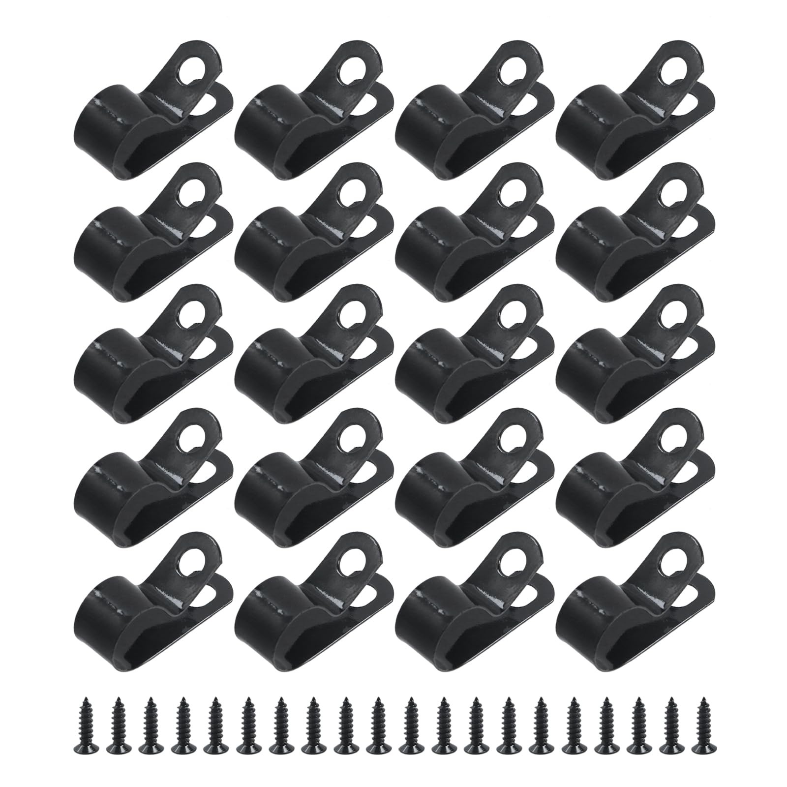 Cable Clamp RType Clip 1/2 Inch 12mm Aluminum Wire Black Mounting 20 PCS
