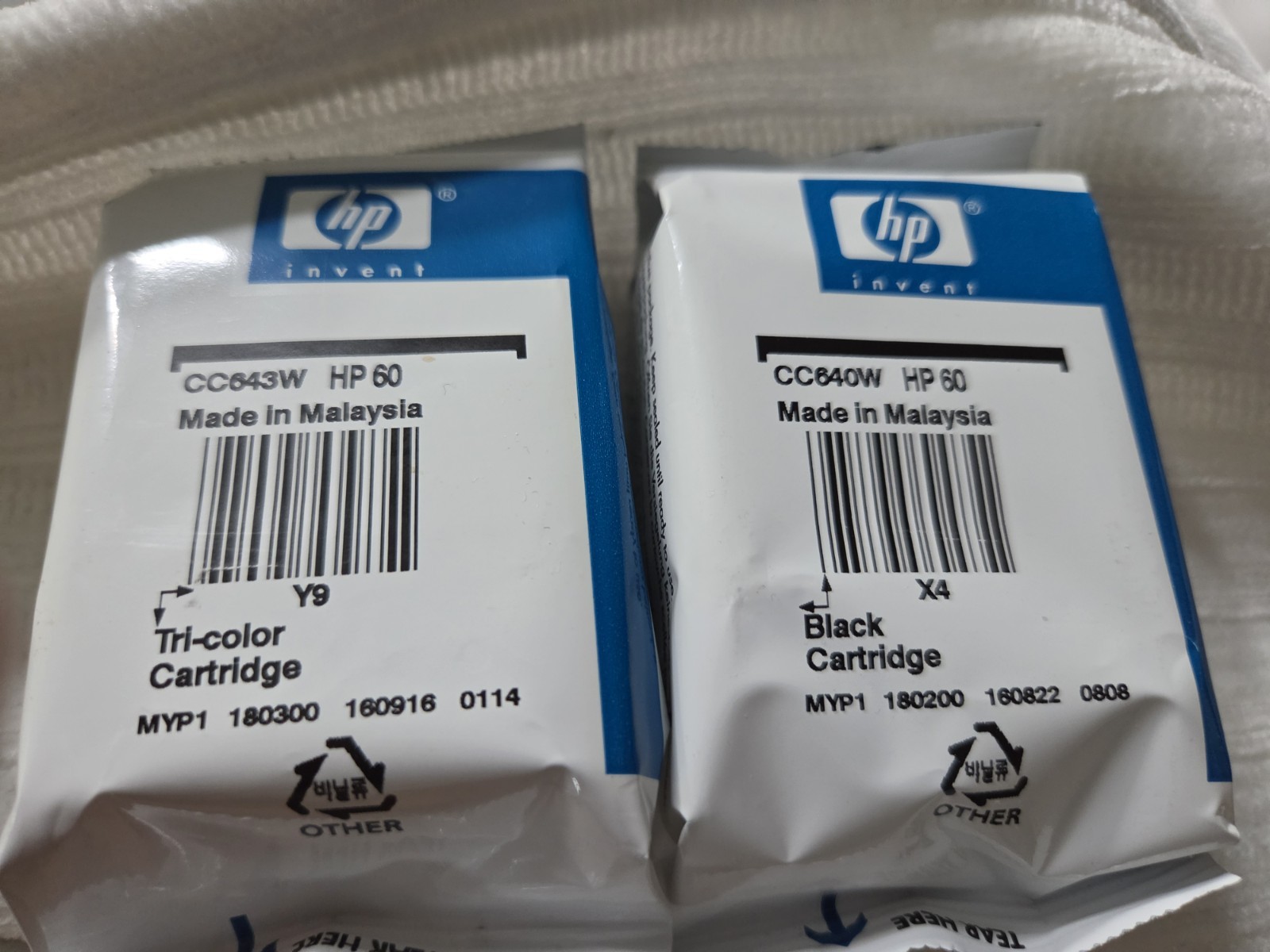 HP 60 Genuine Original Black + Tri-Color Inkjet Ink Cartridge. New, opened box 