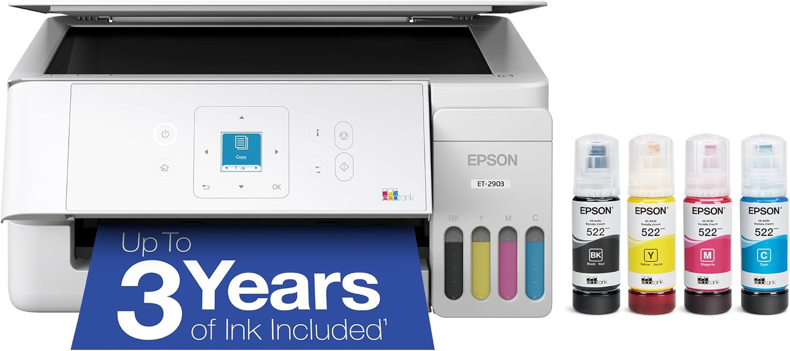 Epson Ecotank ET-2903 Wireless All-In-One Color Supertank Printer with up to 3 Y