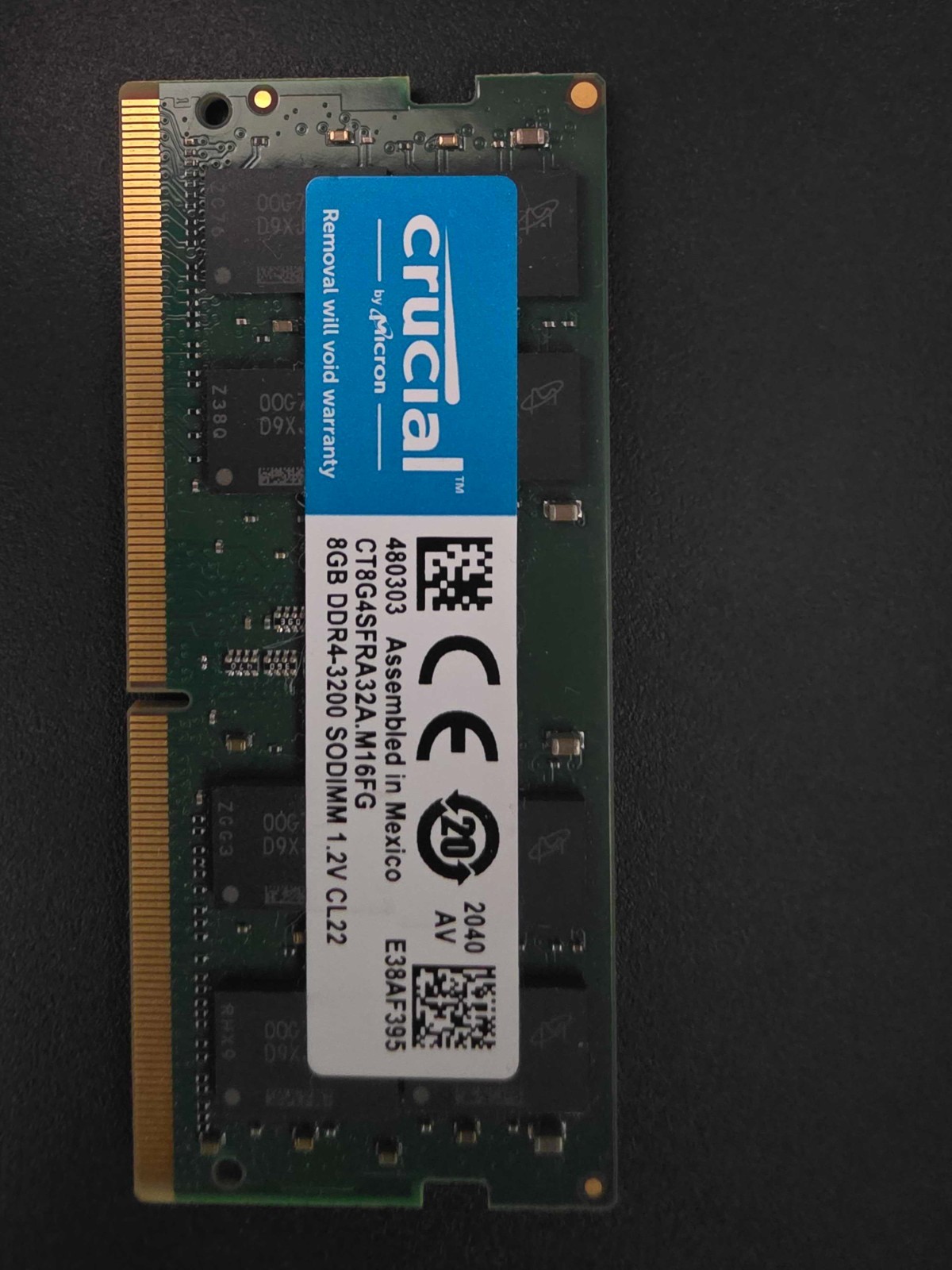 Crucial 8GB DDR4 3200 SODIMM Laptop RAM CT8G4SFRA32A PC4-25600 CL22 260-Pin