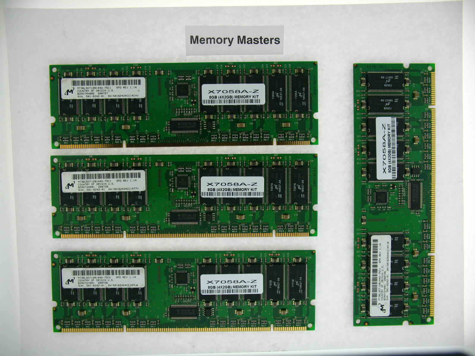 X7058A-Z 8GB Approved (4x2GB) ECC SDRAM DIMM Memory Kit for Sun Fire 501-6242