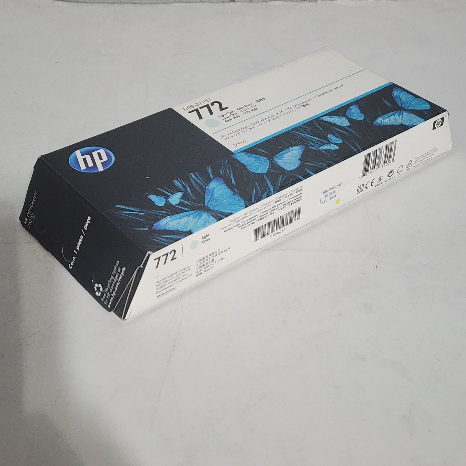 HP CN632A 772 300ml Light Cyan Ink Cartridge Genuine Sealed Box 02 2021 Free Shp