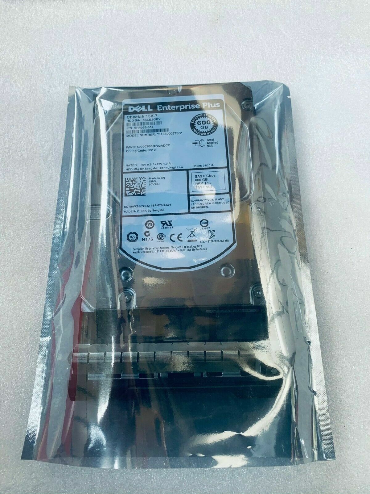 Dell EqualLogic 0VX8J 600GB SAS 3.5" HDD 15K ST3600057SS Hard Drive w Tray