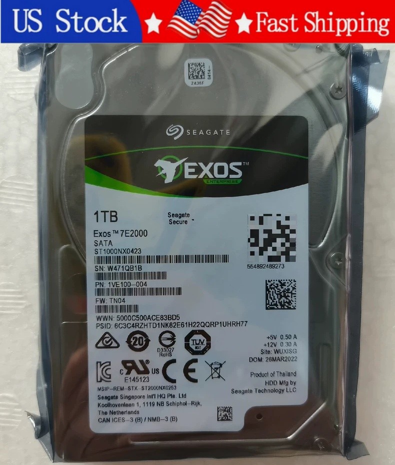 Seagate ST1000NX0423 Exos 7E2000 1TB SATA 2.5" 7.2K Enterprise HDD 1VE100-004