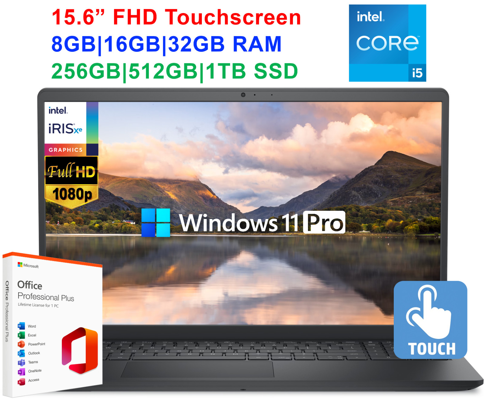 2026 Dell Inspiron 15 Laptop FHD Touch Intel i5 Upto 32GB RAM&1TB SSD Win 11 Pro