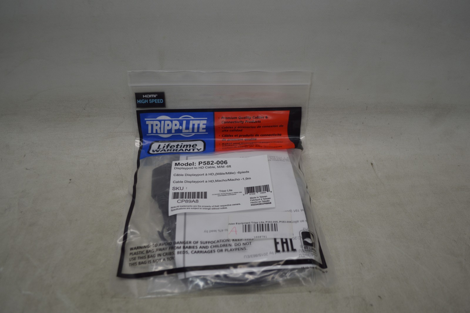 Tripp Lite P582-006 HDMI M to M 6FT *New Unused*