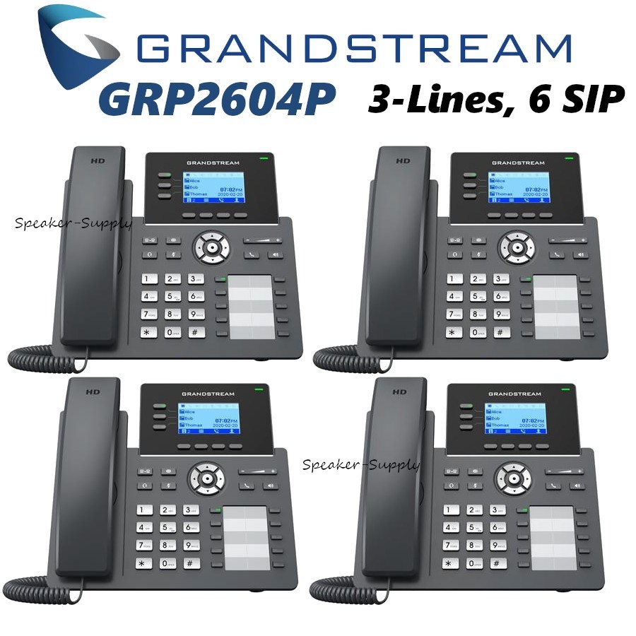 4 Grandstream GRP2604P 3-Line 6 SIP Office Phone + Dual Gigabit PoE Lot