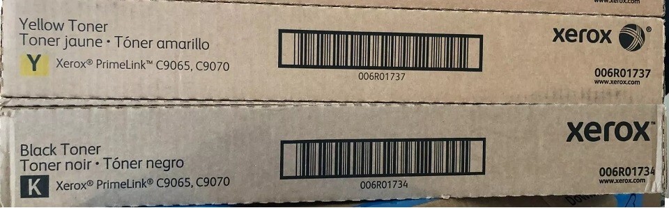 2 Genuine Xerox C9065 C9070 Toners 006R01734 Black 006R01737 Yellow