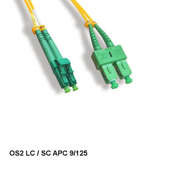 [10X] 2 Meter LC/SC APC OS2 9 /125 Duplex Single-Mode Fiber Optic Cable OFNR