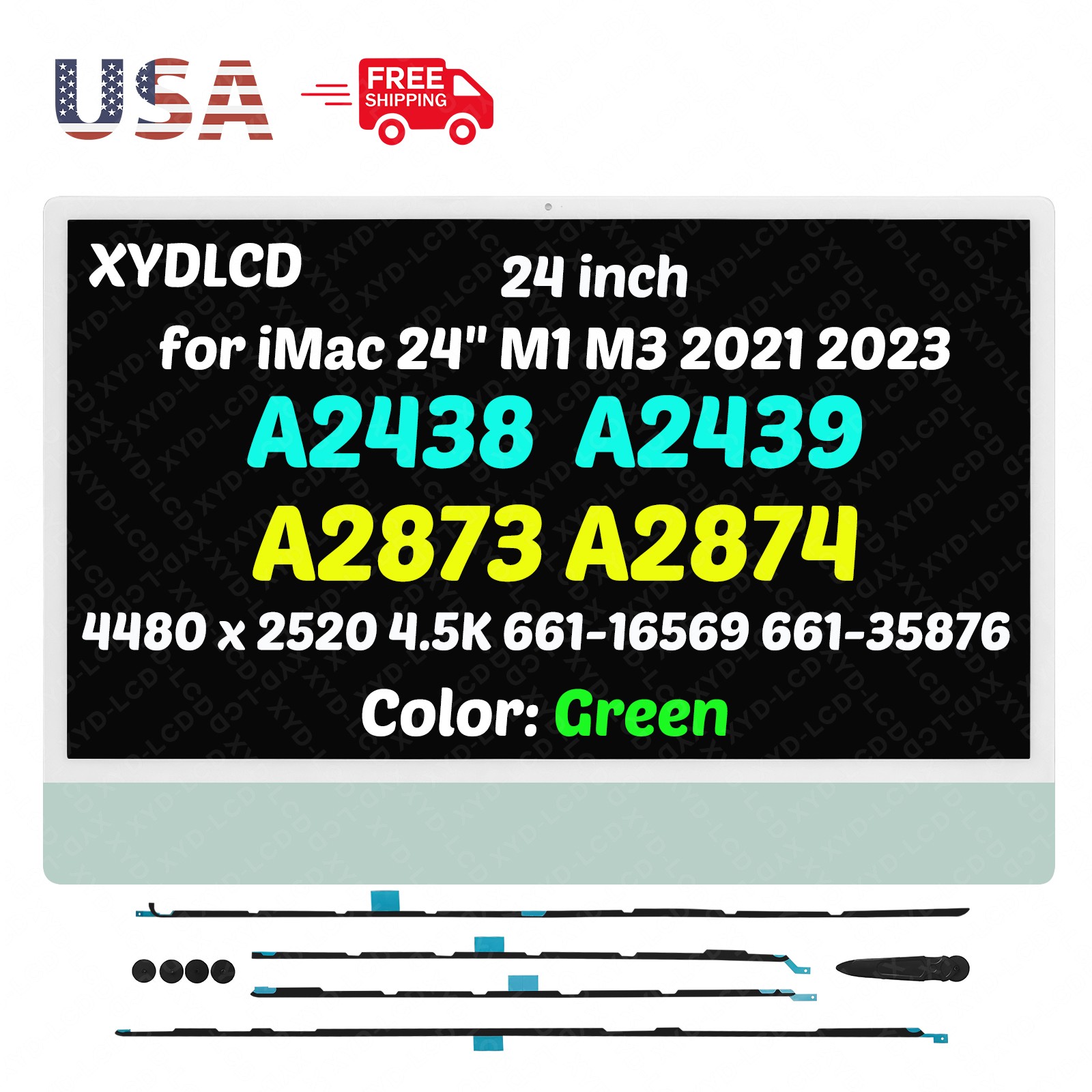 OEM for Apple iMac 24" M1 A2438 EMC 3663 661-16569 LCD Screen Display 4.5K Green