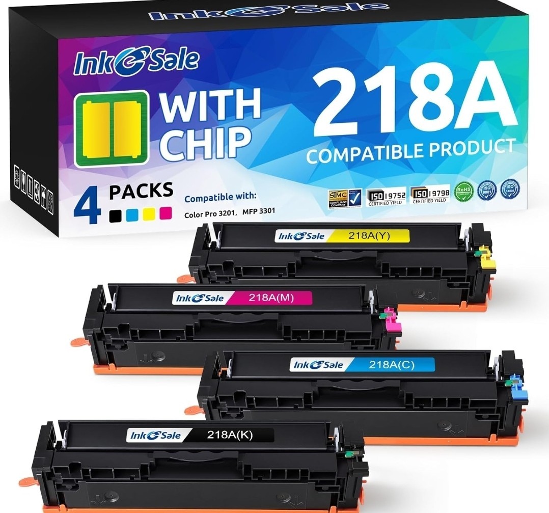 218A Toner Cartridge Set 4 Pack With Chip Compatible Replacement for HP 218A 218