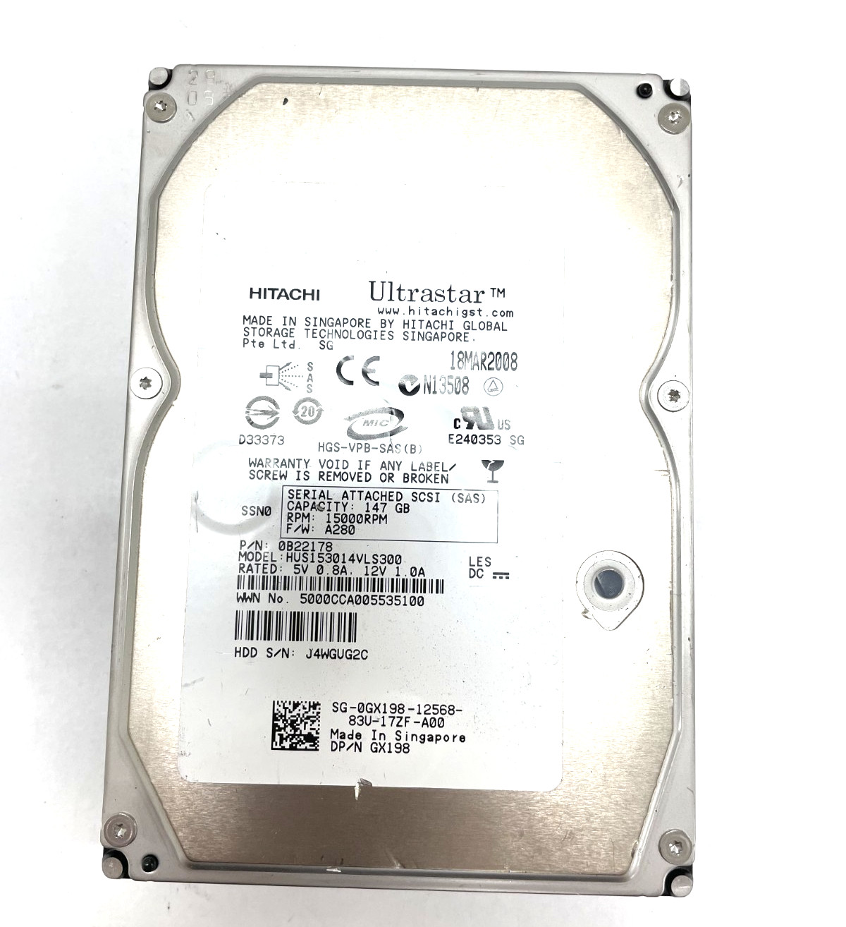Hitachi Ultrastar HUS153014VLS300 147GB 15K RPM SAS 3.5" Hard Drive HDD 0B22178