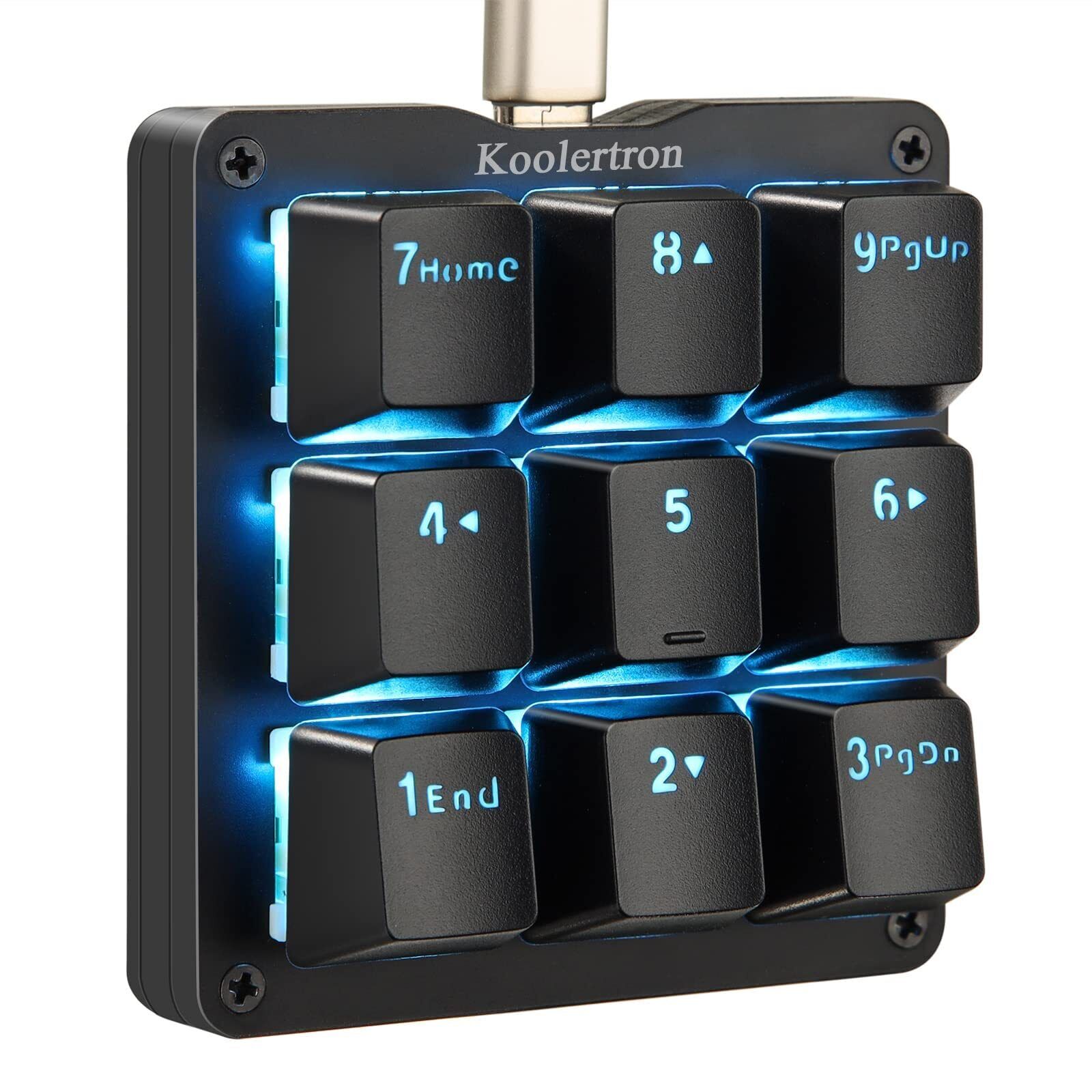 Koolertron One Handed Macro Mechanical Keyboard, Blue LED Backlit Portable Mini