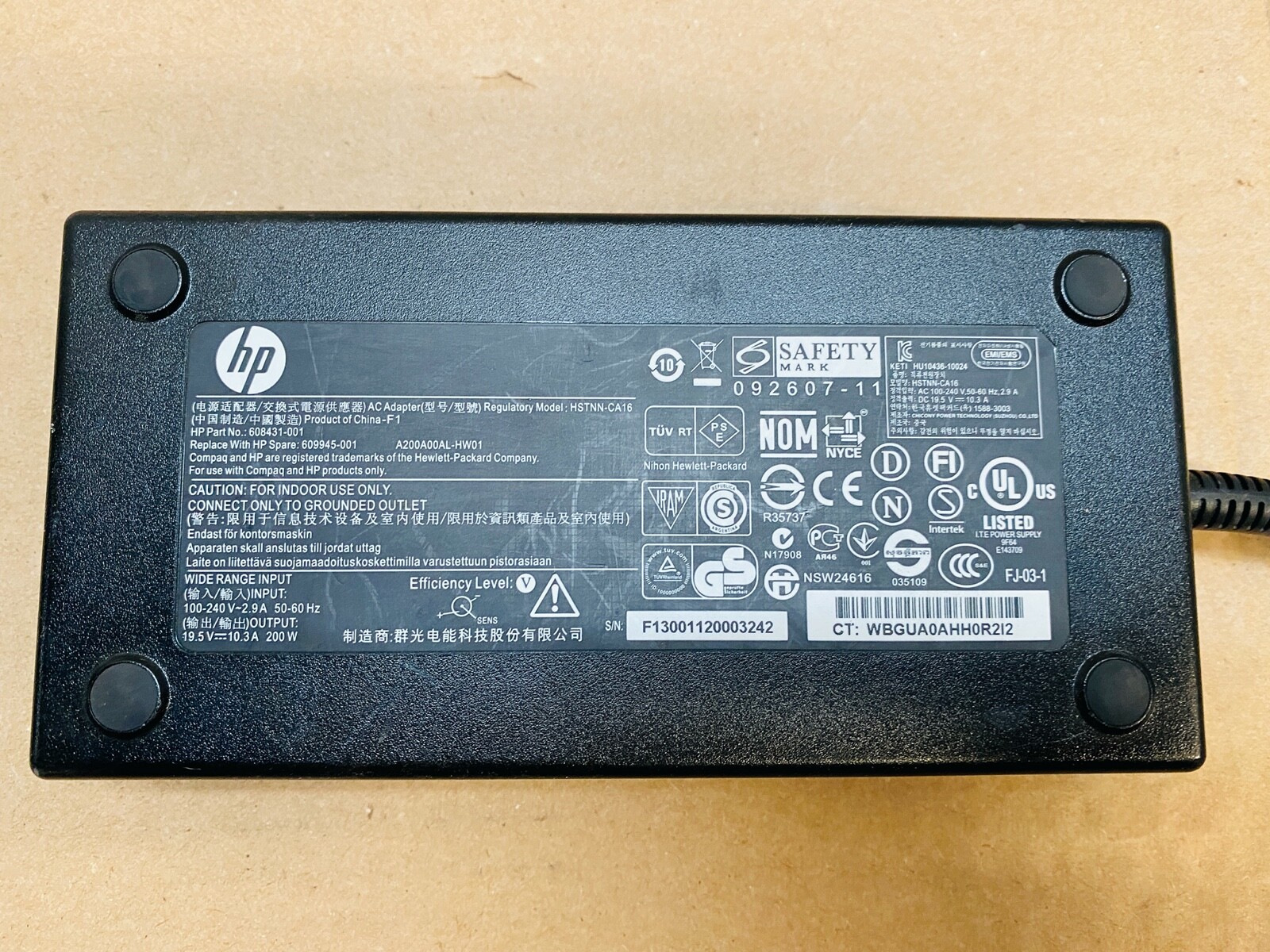 Origin HP 200W AC Adapter Power Supply for HP laptops and desktops smart pin