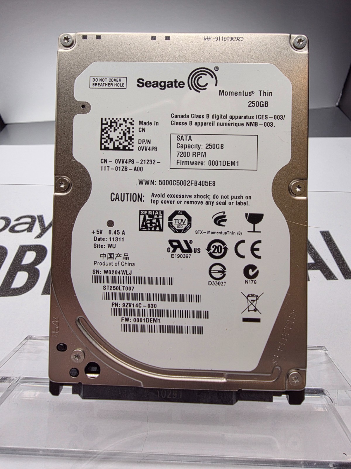 Seagate Momentus Thin 250GB 2.5" SATA HDD 7mm – ST250LT007, 7200 RPM (Dell 0VV4P