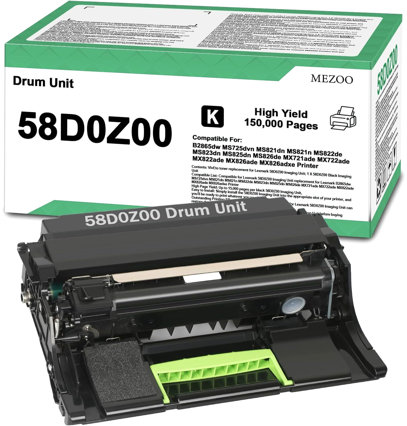 58D0Z00 Black Imaging Unit Drum for Lexmark B2865dw, MS821dn & MX721ade Series