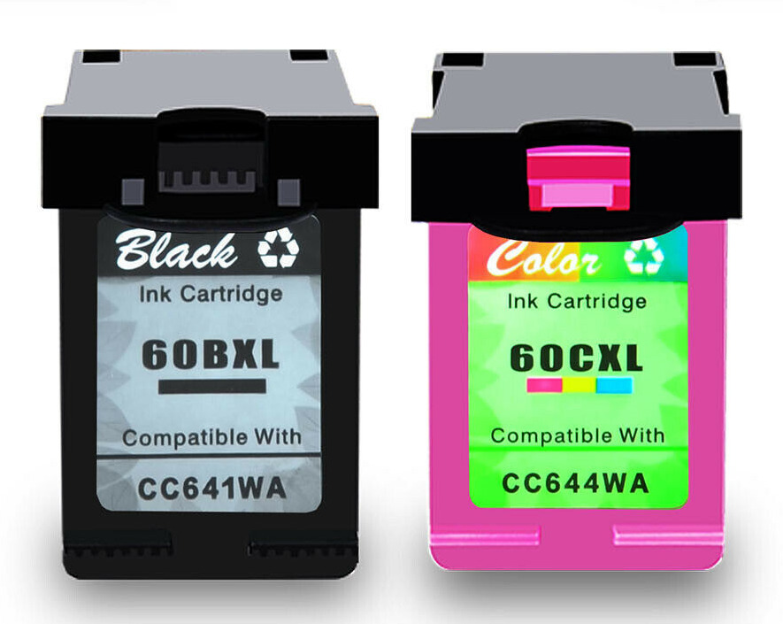 2PK Hi-Yield BK & Color Ink For HP 60 60XL DeskJet D2500 4200 F4400 F4500 Series