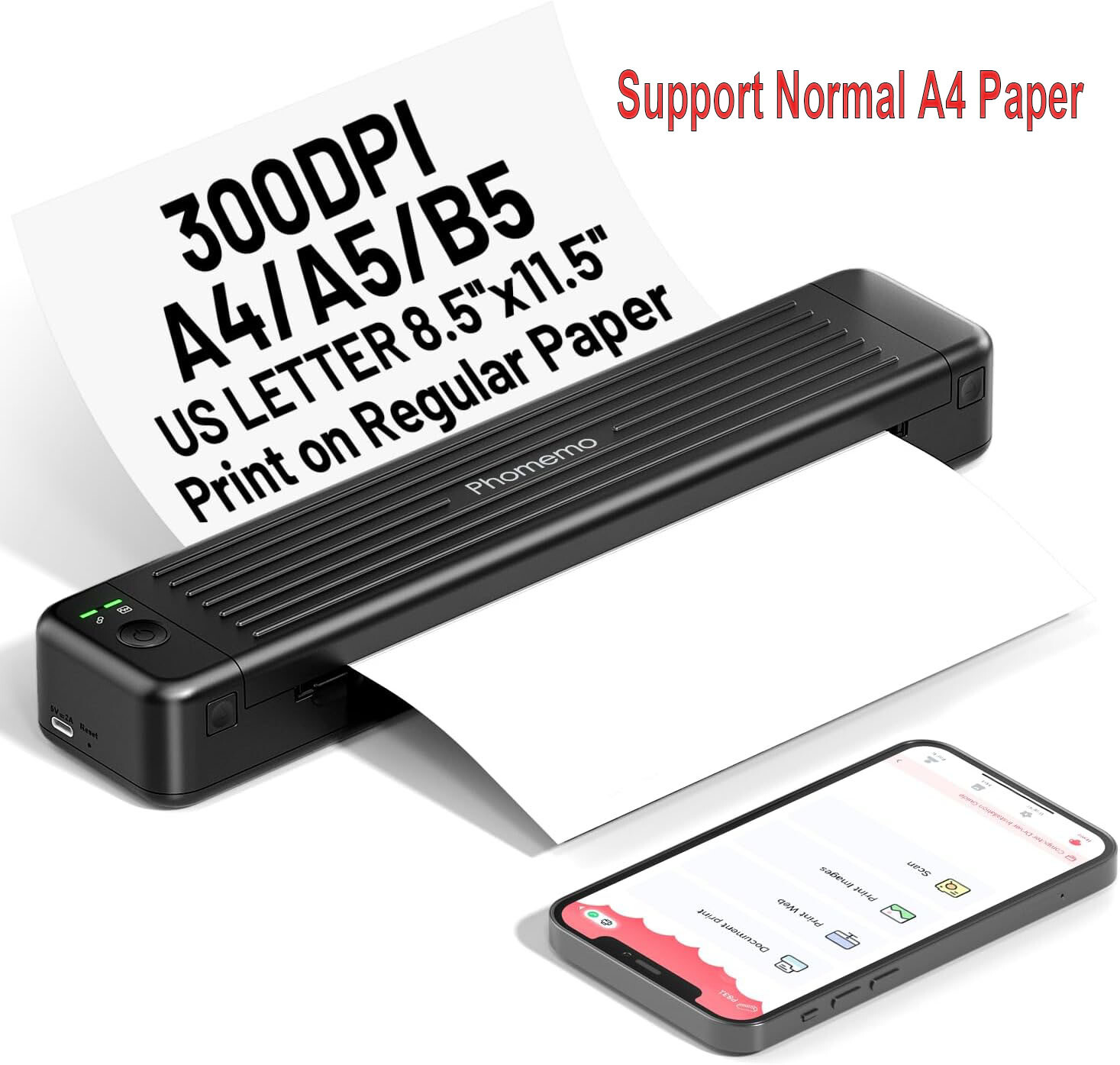 Phomemo P831 NEW Portable Printer Wireless Support Regular Copy Paper A4 LOT