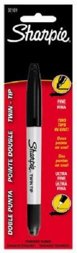 (12) SHARPIE 32101 Twin Tip Black Fine  Ultra Point Permanent Marker Pens