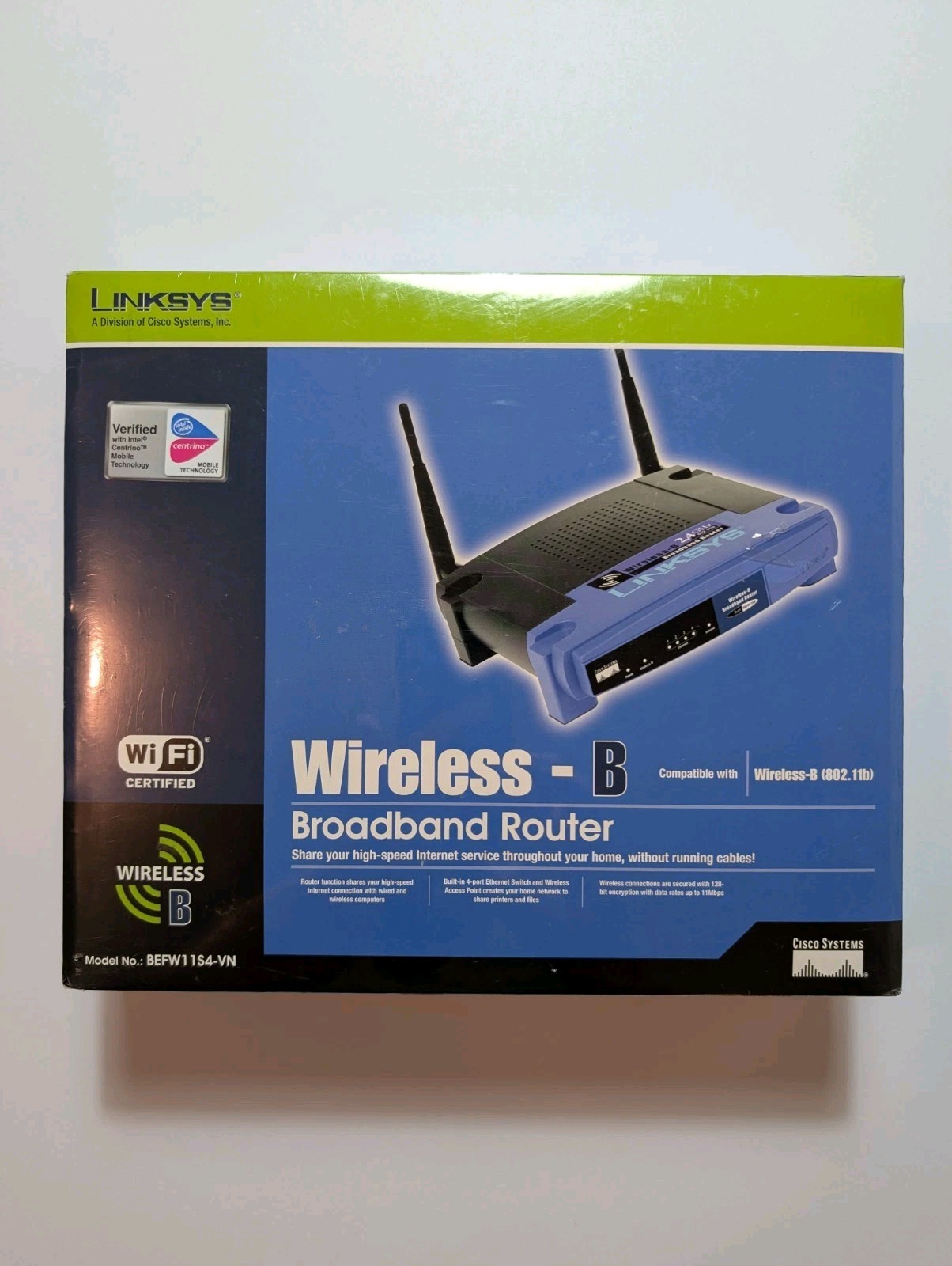 Linksys Wireless-B Broadband Router 2.4 Ghz - Model BEFW11S4 - NIB