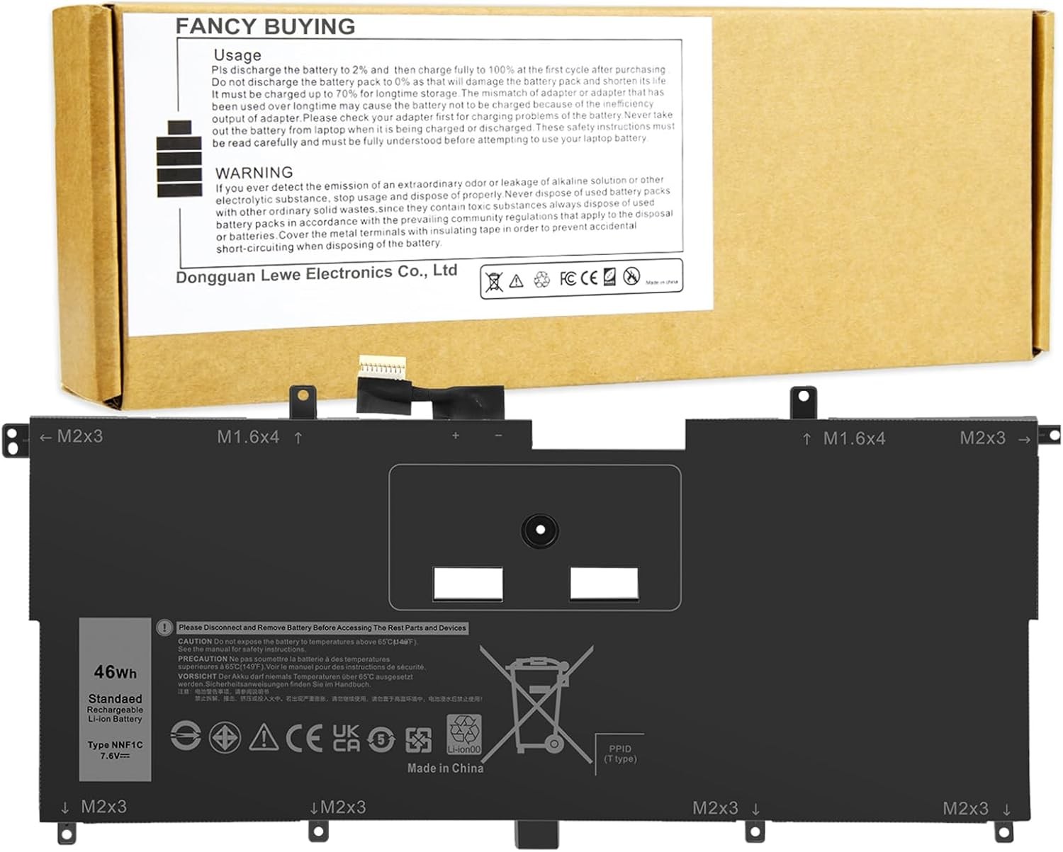 NNF1C Laptop Battery for Dell XPS 13 2 in 1 9365 XPS 13 9365 2 in 1 2017 XPS 13