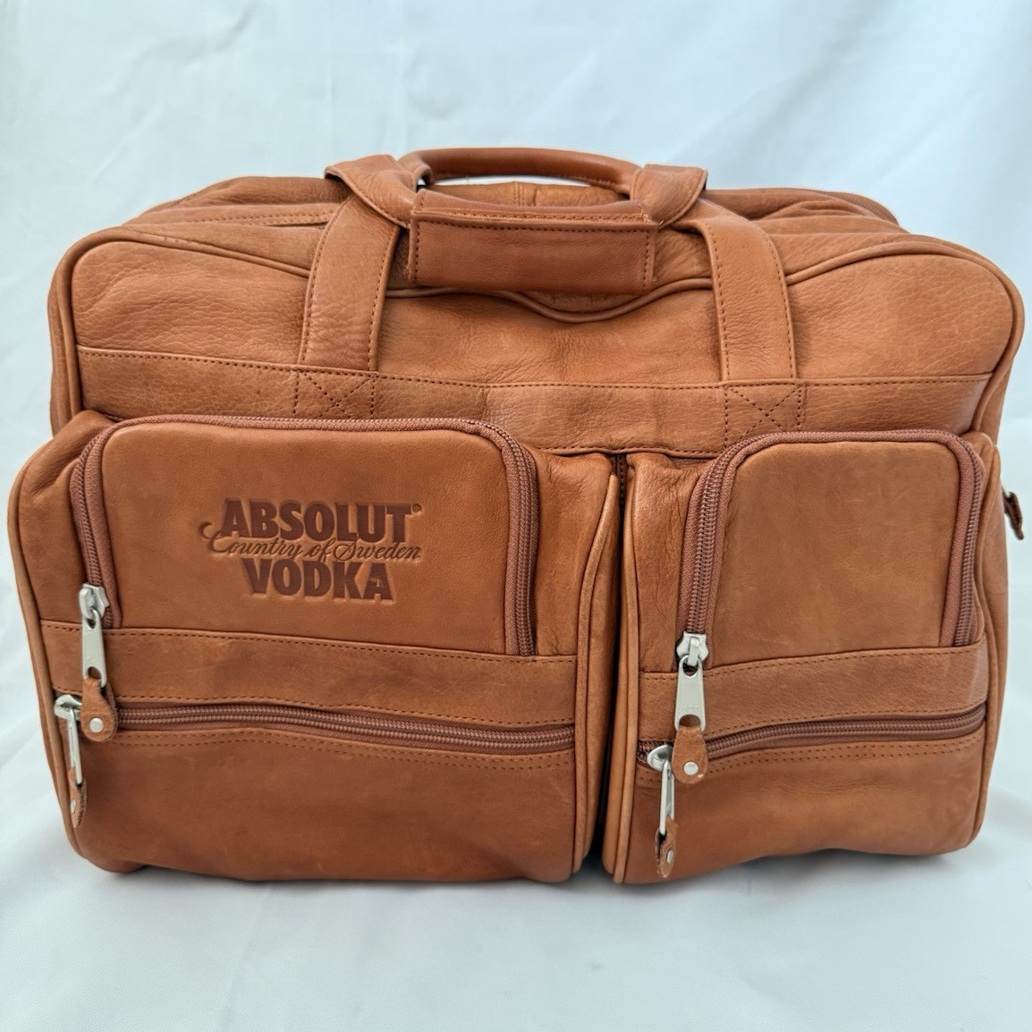 Vintage Canyon Outback Leather Absolut Vodka Travel Duffel Bag Carry-On