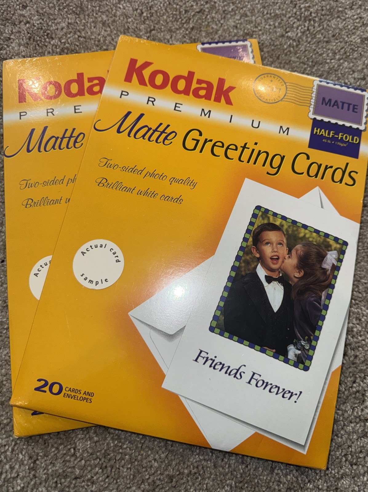 Kodak Premium Greeting Cards- Matte (20 Cards/Envelopes) - New Sealed Lot Of 2
