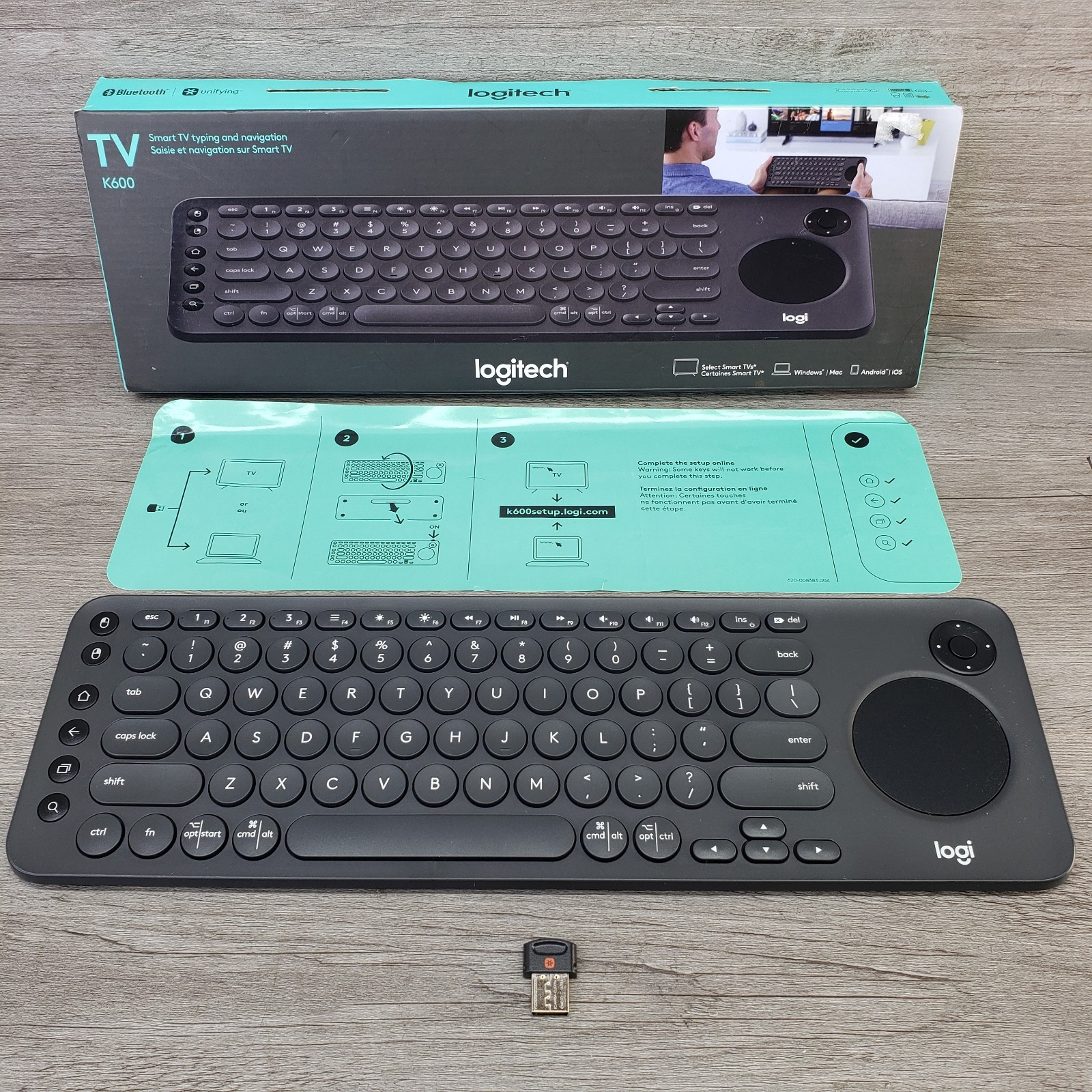 Logitech K600 TV Wireless Keyboard with Touchpad for Smart TV w/USB Dongle