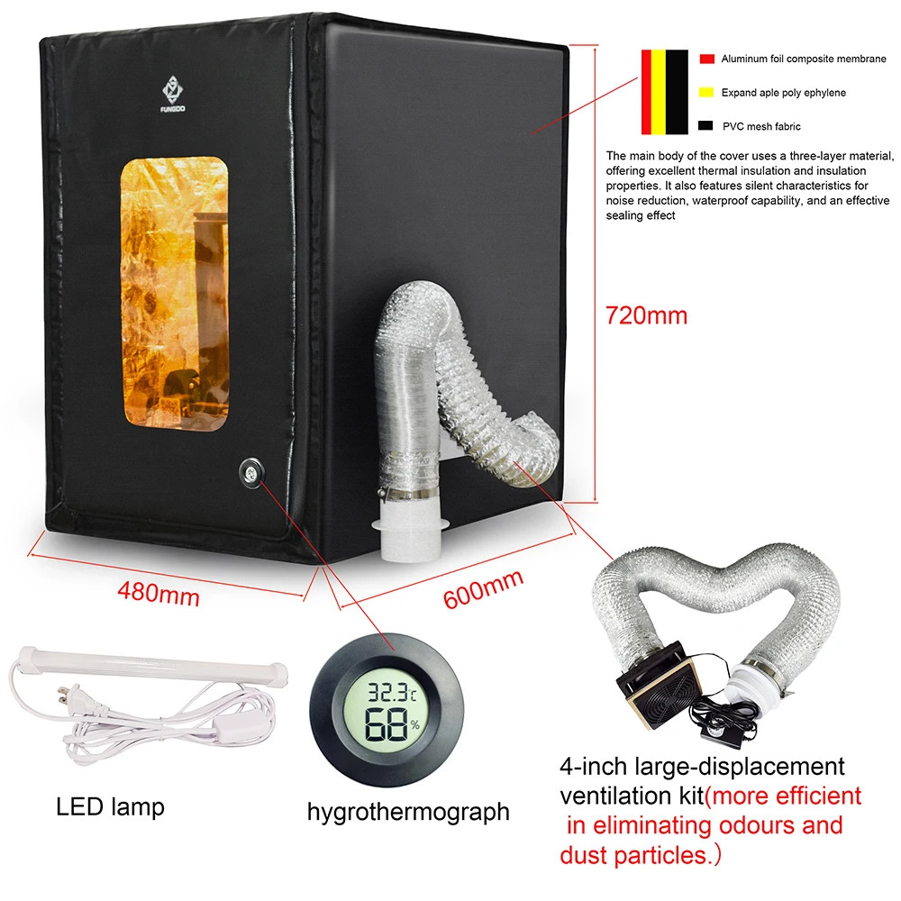 FUNGDO 3D Printer Enclosure Tent w/ Ventilation Fans SLA/FDM Fume Control