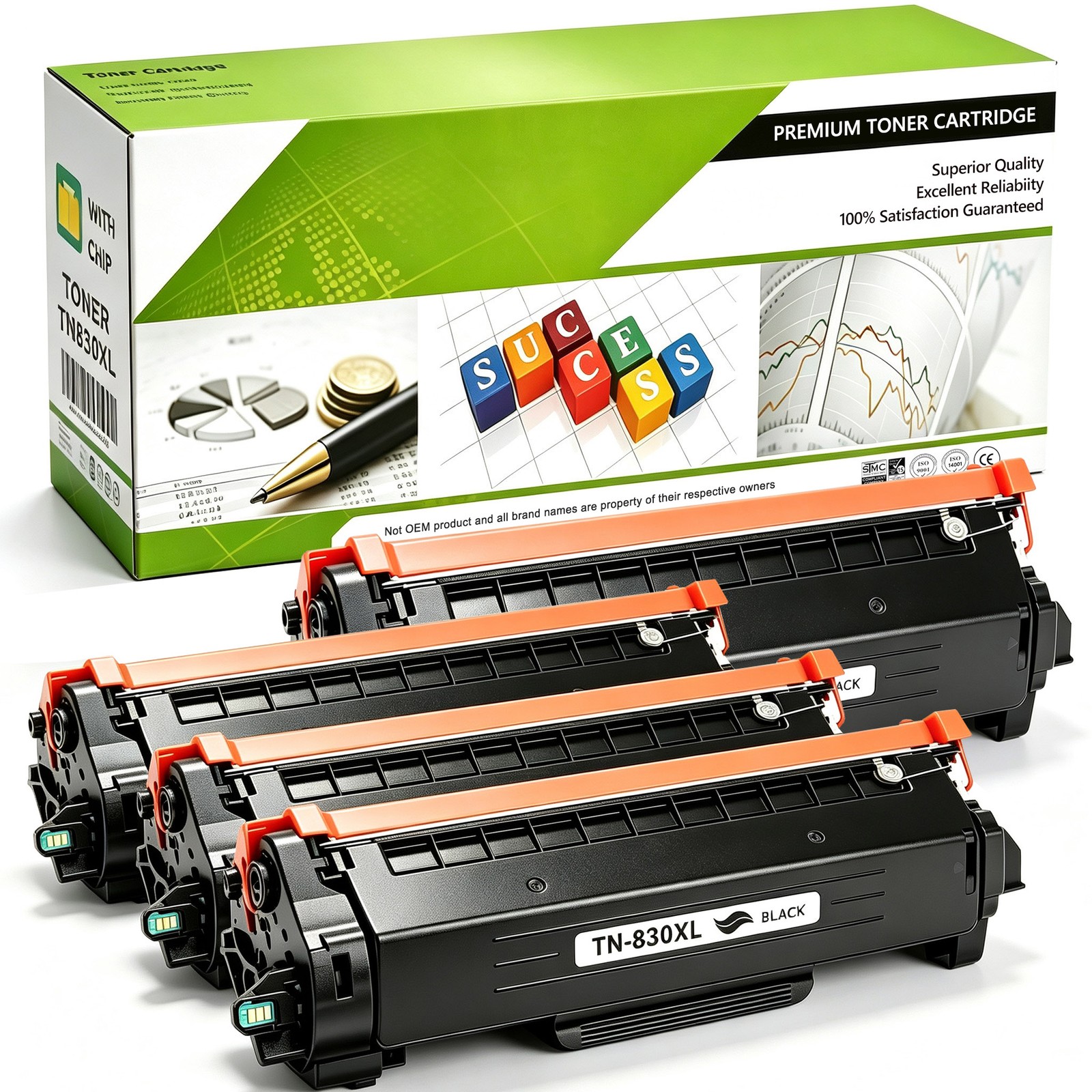 4x TN830XL Toner Replacement for Brother TN830XL HL-L2460DW HL-L2405W HL-L2480DW
