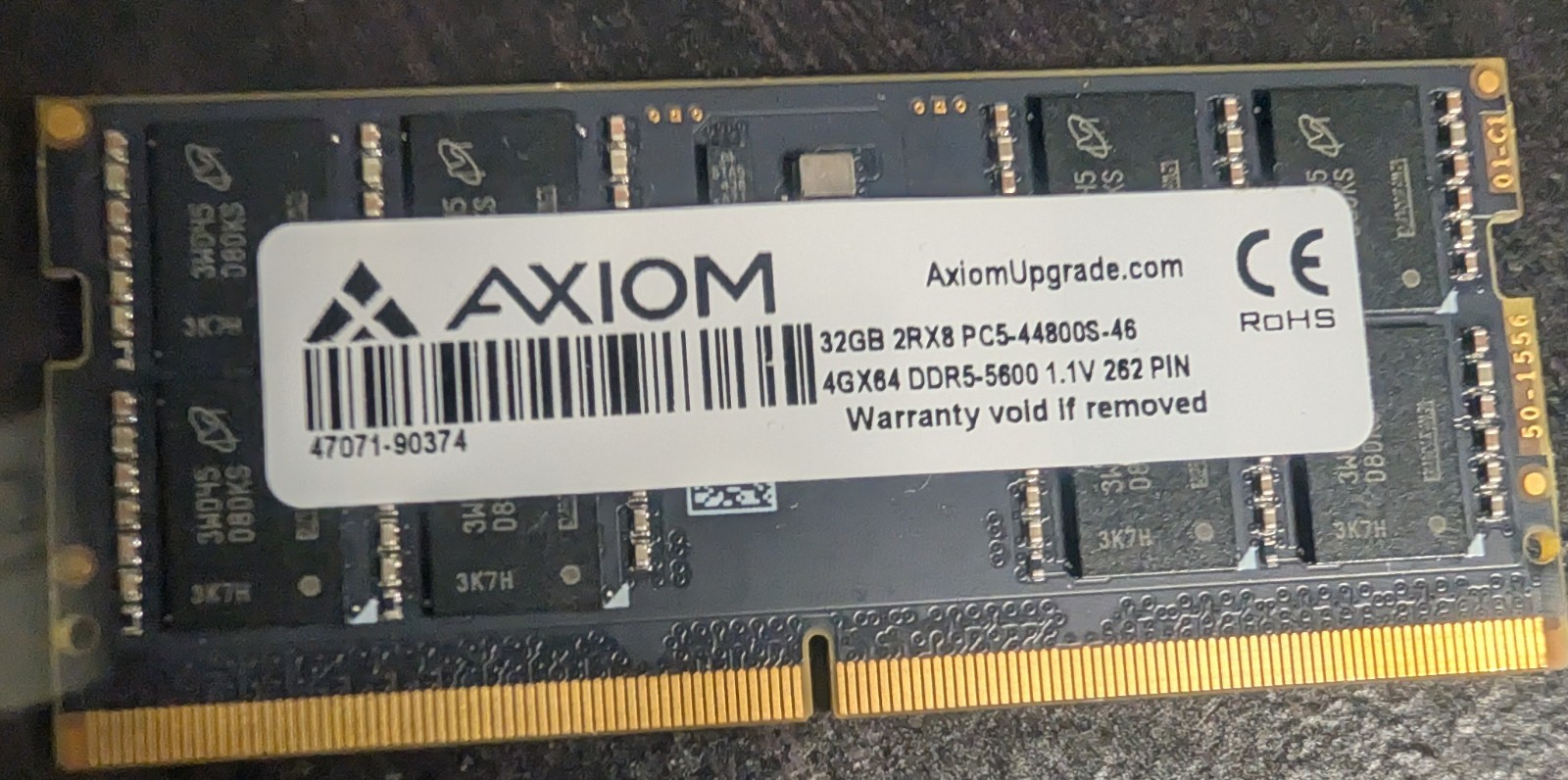 AXIOM32GB 2RX8 PC5-44800S-464GX64 DDR5-5600 1.1V 262 PIN