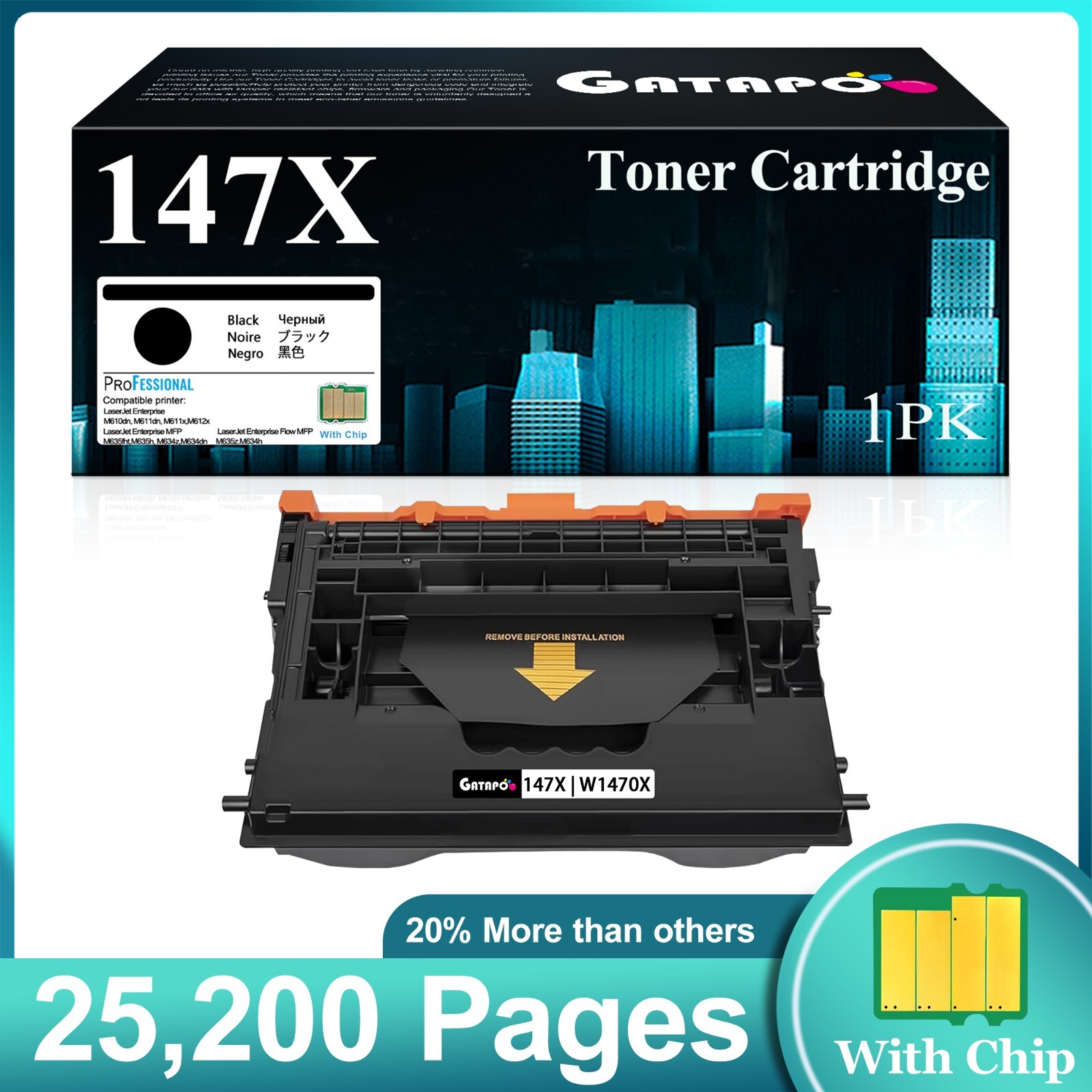 147X W1470X Black Toner Cartridge for HP M634 M610 MFP M635fht Printer