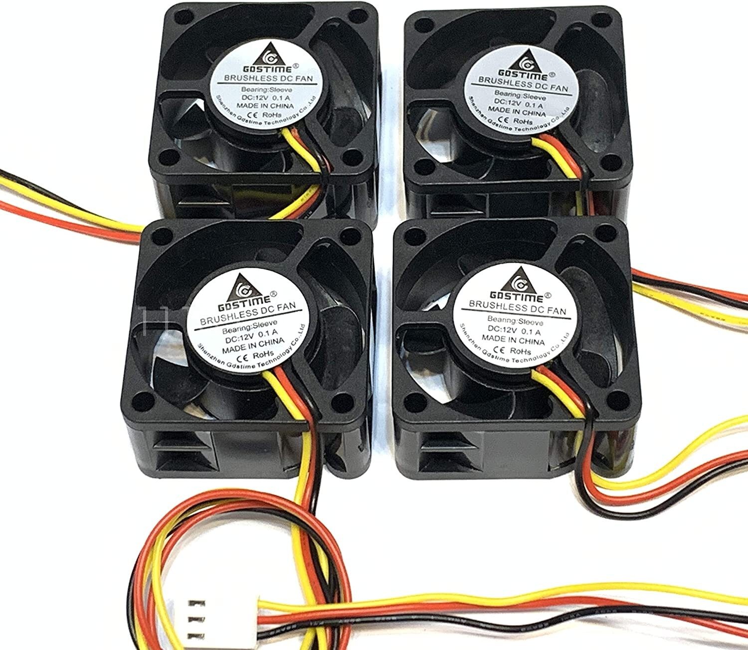 4 pcs Fan 12v GDStime 40mm x 20mm 3pin 4020 dc mini computer cooling