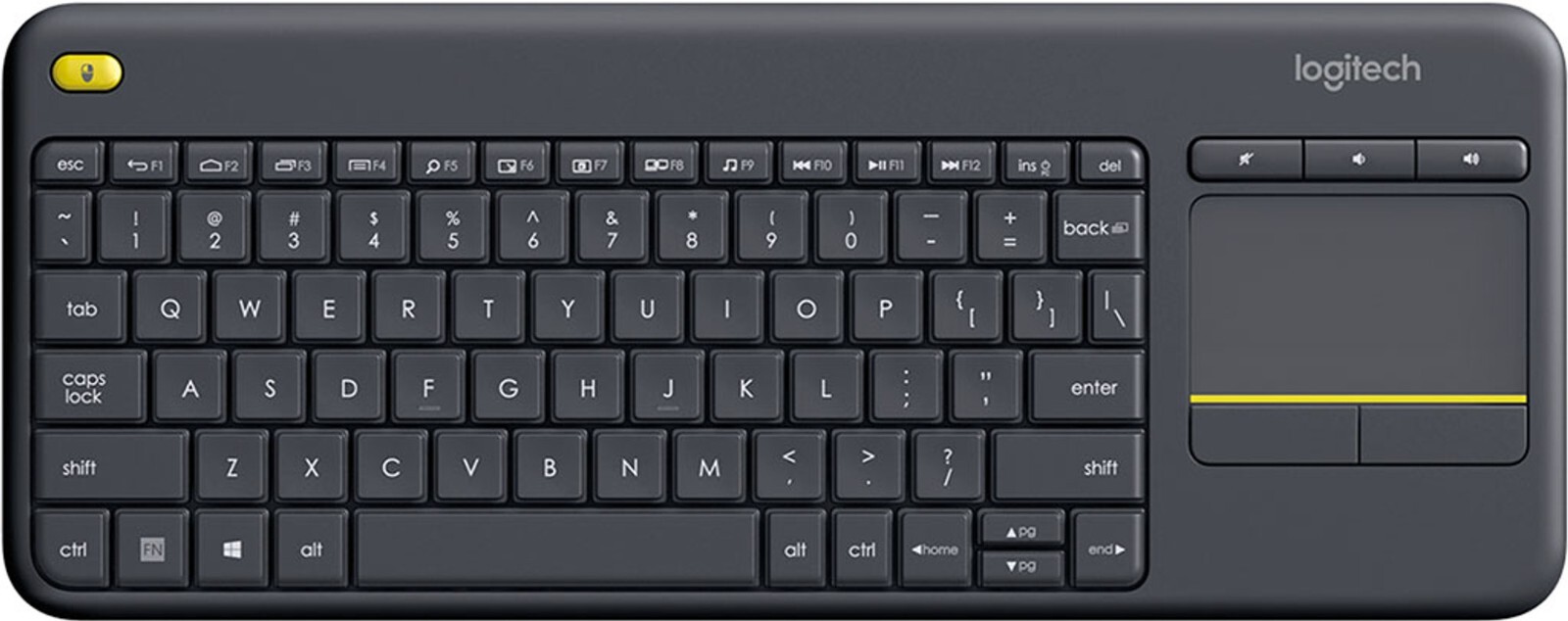 Logitech K400 Plus Wireless Touch With Easy Media Control and Built-in Touchpad,