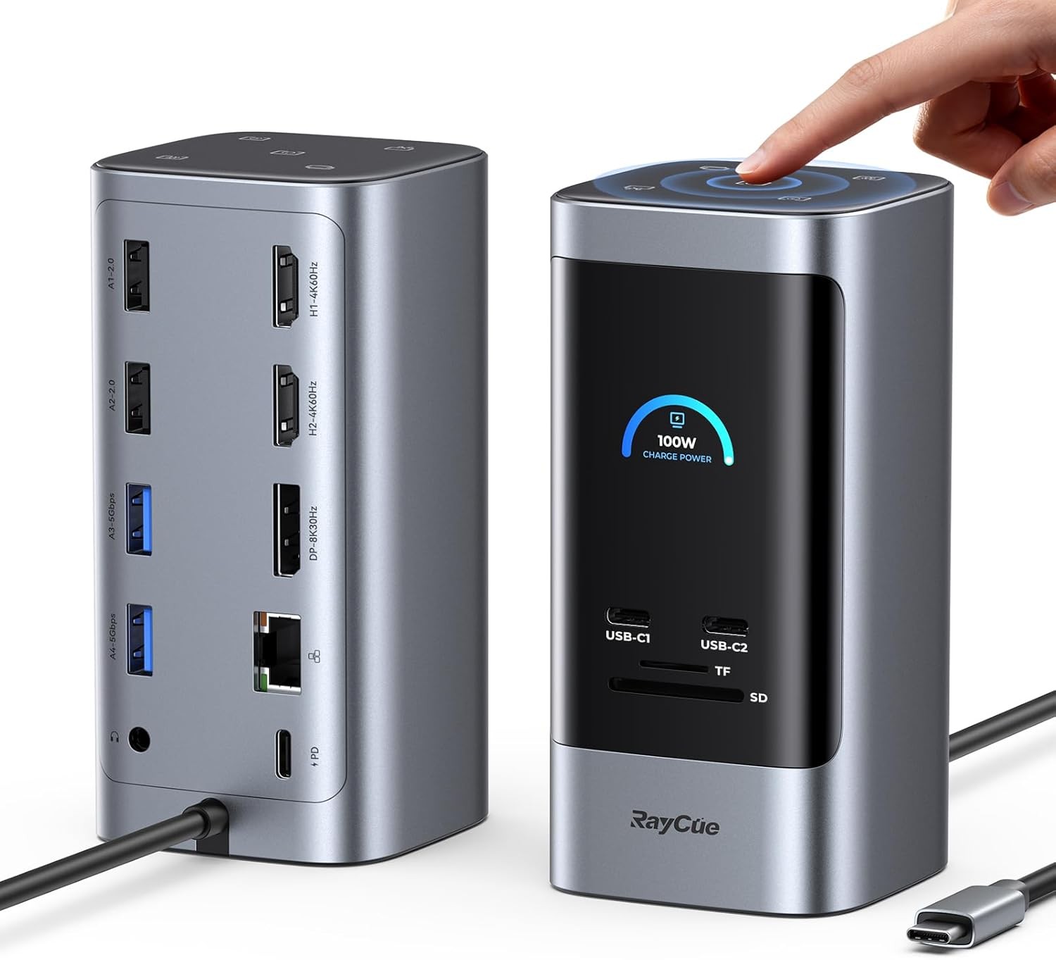 RayCue 15 in 1 Laptop Docking Station 3 Monitors 8K