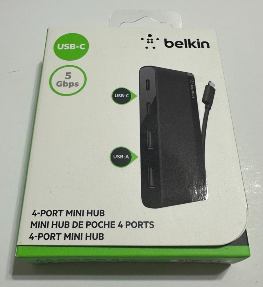 Belkin USB-C 4-Port Mini Hub USB 3.1 5Gbps 2 USB-C 2 USB-A New in Box