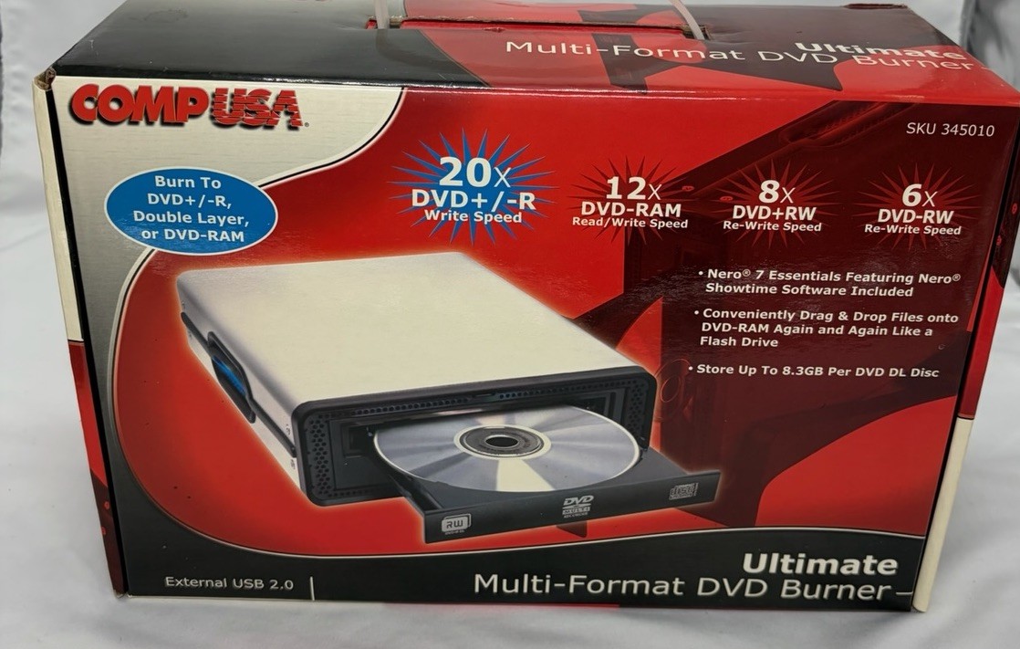 COMP USA EXTERNAL Dual Format Double Layer DVD+/-RW  8x-20x USB 2.0 Lightscribe