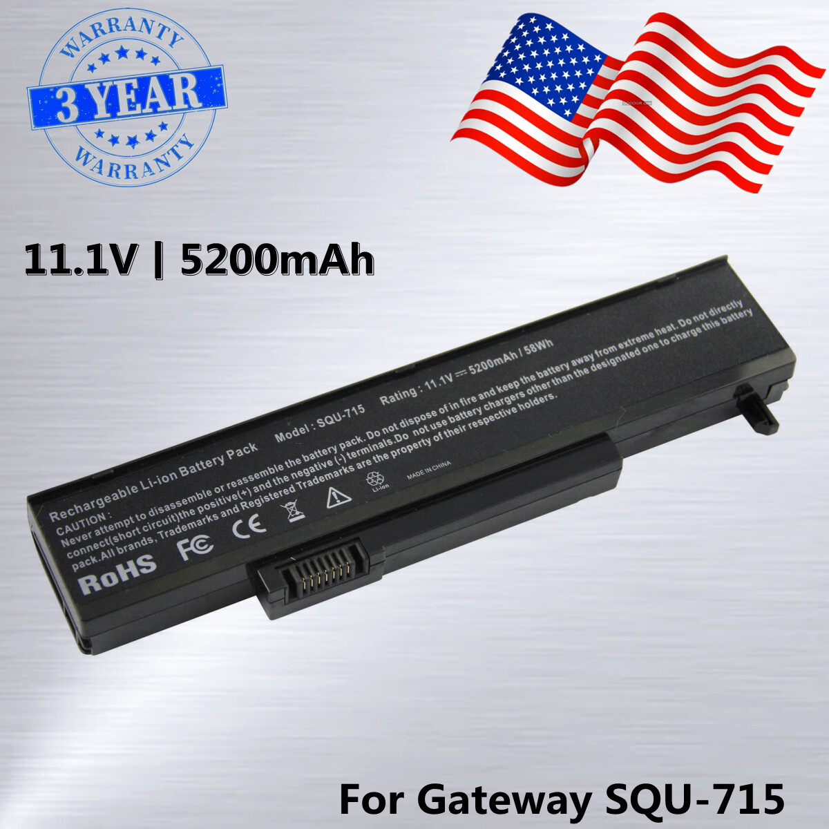 Battery For Gateway SQU-715 SQU-720 W35044LB W35052LB 6501210 6501211 6501212