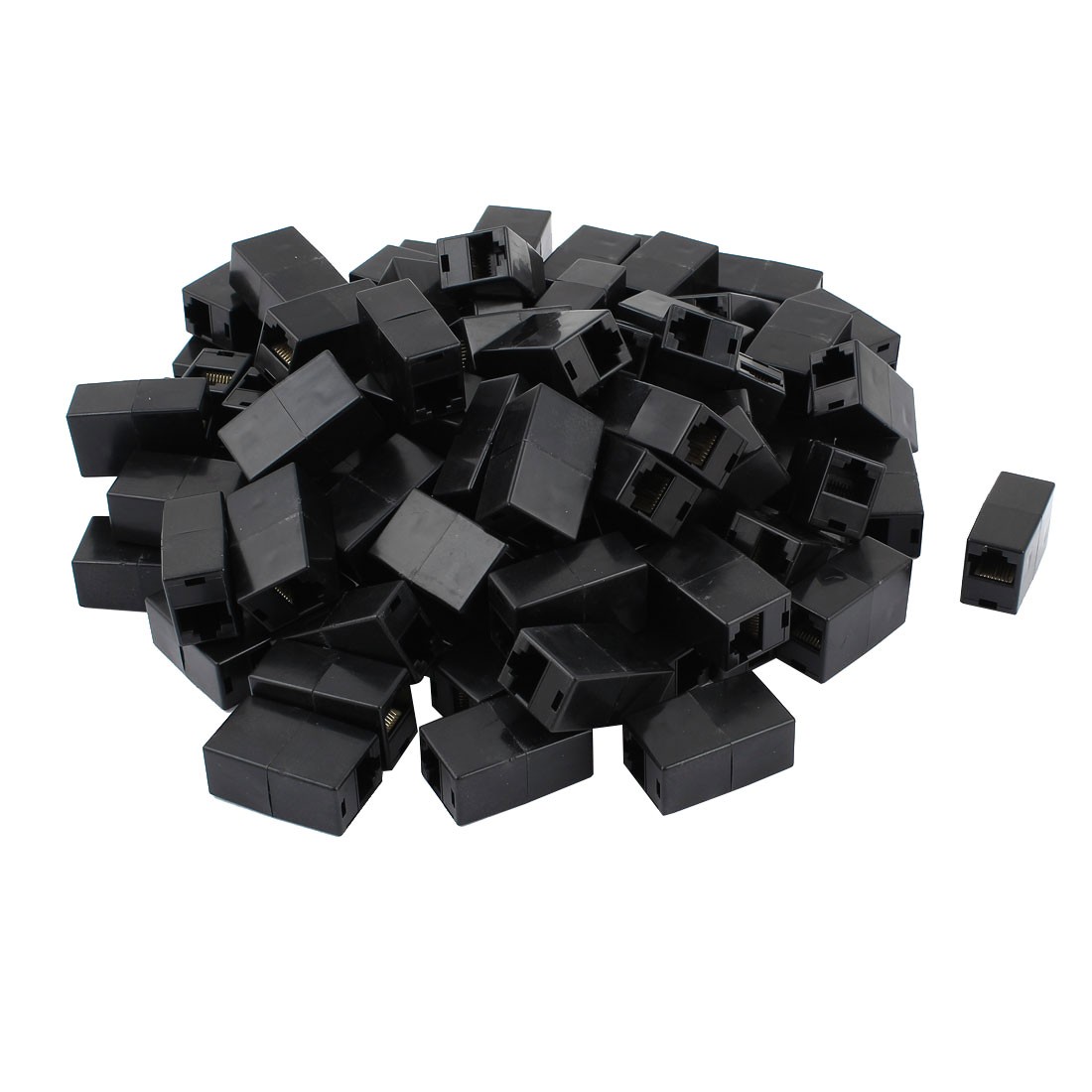 100 Pcs Black Plastic Shell 8P8C RJ45 Female Cat5 Network Cable Connector