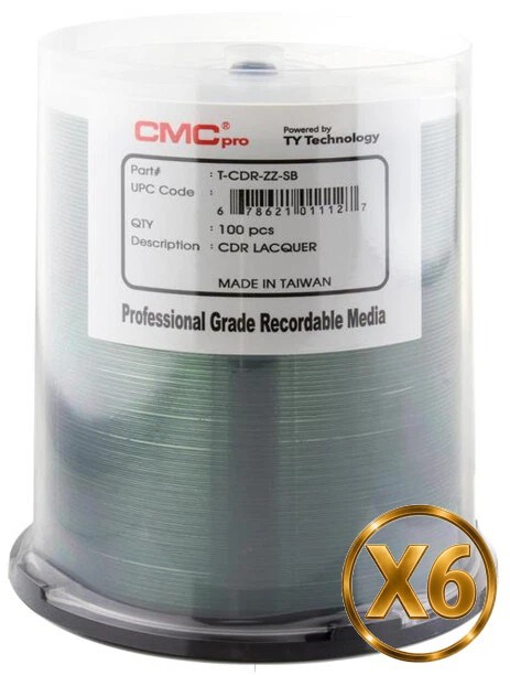 600-Pak CMC PRO (TY Technology) Shiny-Silver 52X 80-Min Silver/Lite-Blue CD-R's