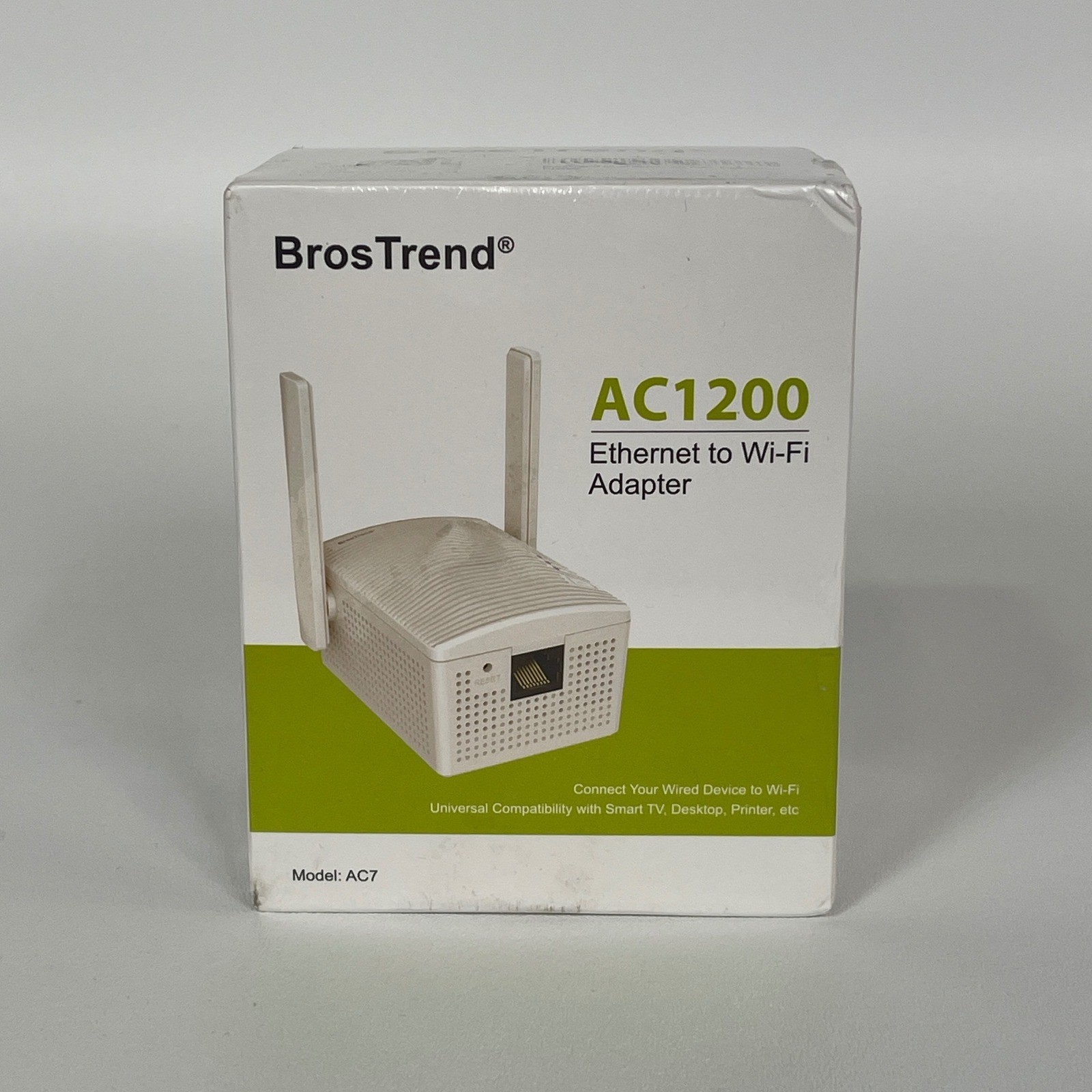 BrosTrend AC1200 Ethernet to Wi-Fi Adapter AC7 Dual Band White - New/Sealed